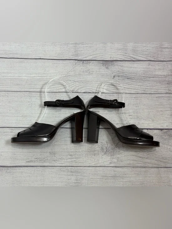 Joan & David Couture Black Leather Heels Ankle Strap Platform Sandals Size 7.5 - Picture 4 of 13